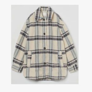 BNWT H&M Faux Shearling Sherpa Plaid Teddy Coat Shacket